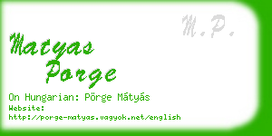 matyas porge business card